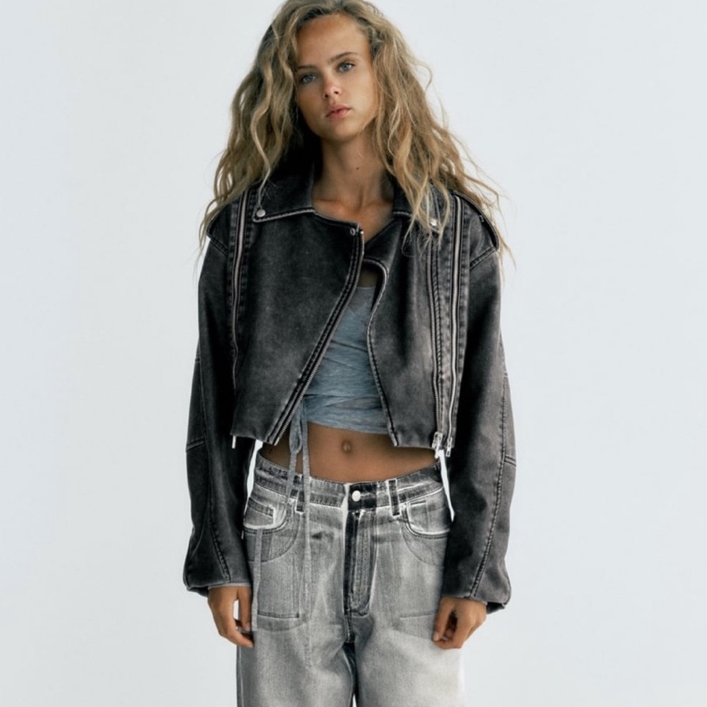 Zara Distressed Faux Leather Jacket
